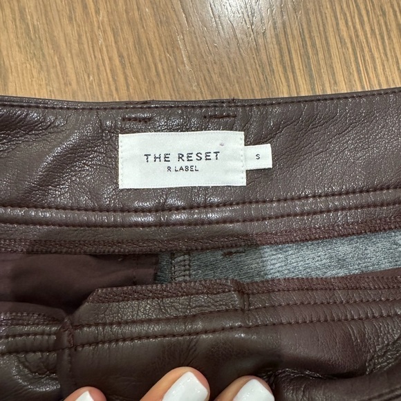 The Reset | R Label Slouchy Vegan Leather Trouser in Chocolate Burgundy Size S - Picture 9 of 17